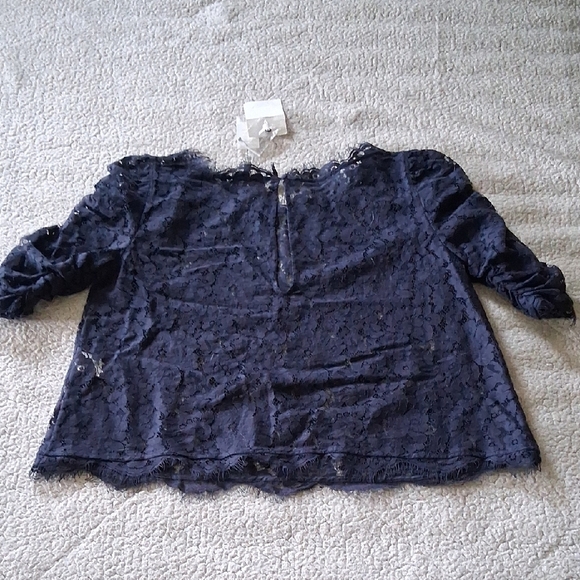 New Joie Midnight Blue Lace Blouse - Picture 6 of 6